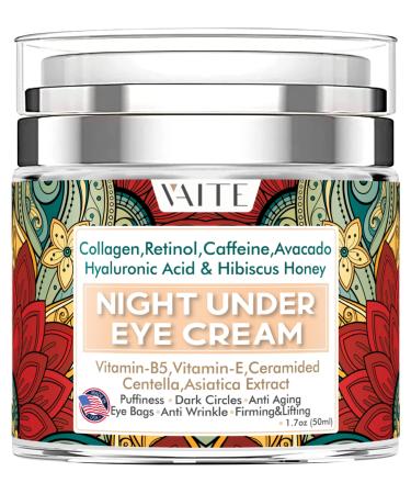 Under Eye Cream with Collagen  Retinol  Caffeine  Avacado Hyaluronic Acid & Hibiscus Honey for Night and Day with Vitamin-B5  Vitamin- E for Puffiness Circles Anti Aging Eye Baqs and Anti Wrinkle for men and women