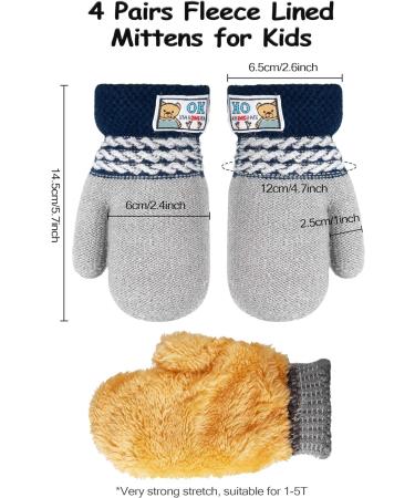 SATINIOR 4 Pairs Fleece Toddler Mittens with String - 1-3 Years | Winter Lined Infant Mittens for Baby Kid Toddler - Buy Online on GoSupps.com