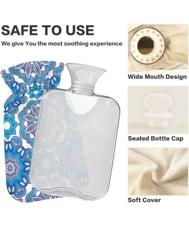 Geometric Hot Water Bottle with Cover - 1L BPA Free | Small Hot Water Bag for Pain Relief & Hot/Cold Therapy - Buy Online on GoSupps.com