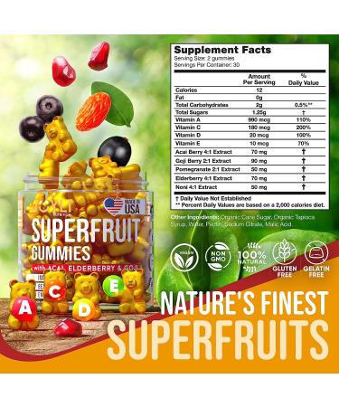JOYLI Superfruit Gummies - Goji & Elderberry Multivitamin for Adults - Natural Vitamins for Immunity, Digestion & Energy - Buy Online on GoSupps.com