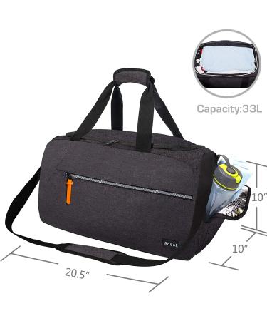ROTOT Gym Duffel Bag with Waterproof Shoe Pouch - Weekend Travel Bag with Insulated Pocket | Black - Buy Online on GoSupps.com