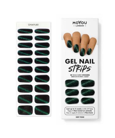 MOYOU LONDON Semi Cured Gel Nail Strips 20 Pc. Gel Wraps for Nails Get 1 Free UV Lamp when you Get 3 or More Easy Apply & Remove for Salon-Quality Manicure -Deep Pond - Buy Online on GoSupps.com