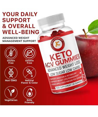 ACV Keto Gummies for Weight Loss - Fat Management with Apple Cider Vinegar - Low Carb & Sugar - Detox Cleanse with Beet Root & B12 - 60 pcs - Buy Online on GoSupps.com