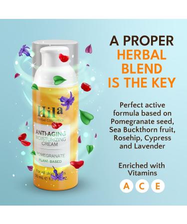 Anti Aging Moisturizing Cream with Pomegranate - Firming & Tightening Face Cream with Vitamins E C & A - 50ml - Buy Online on GoSupps.com
