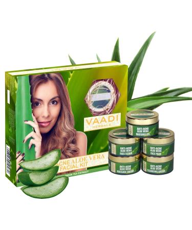 Vaadi Herbals Anti Acne Aloe Vera Facial Kit with Green Tea Extract - 270g | Natural Skincare for Clear Skin - Buy Online on GoSupps.com