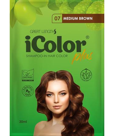 iColor Organic Hair Dye Shampoo Medium Brown - 10 Sachets | DIY Hair Color Easy & Convenient 25ml | Fast Results in 20-30 Minutes - Buy Online on GoSupps.com