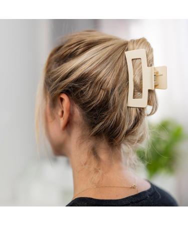 Set of Hair Claw Clips in Brown, Beige, Cream, and Black for Women, Girls, Unisex - Medium Size Rectangle Box Hair Clip - Buy Online on GoSupps.com