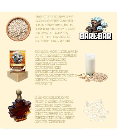 Bare Bar - Raw Oats & Maple - Natural Soap For Men UK - Light Grit Oatmeal Soap - Handcrafted Exfoliating Cold Process Natural Body Soap for Men - Vegan Plastic Free Cruelty Free 142g - Buy Online on GoSupps.com