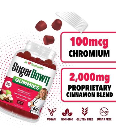 Pharmaganics Dr. Stephanie's SugarDown Gummies - Ceylon & Cassia Cinnamon Supplement - 0g Sugar - 60 Count - Buy Online on GoSupps.com