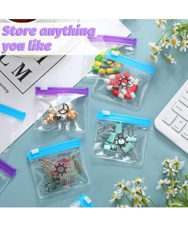 Colarr 14 Pcs AM PM Pill Pouches - Reusable Travel Pill Organizers for 7 Days - Zippered Medicine Bags with Slide Lock (Blue Purple) - Perfect for International Shipping - Buy Online on GoSupps.com