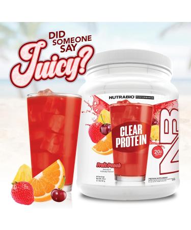 NutraBio Clear Protein Powder Fruit Punch - 20 Servings 20g Clear Whey Protein Isolate 0 Sugar 0g Lactose Refreshing Fruit Flavors GLP1 Support - Bone Health - Muscle Post Workout Recovery - Buy Online on GoSupps.com