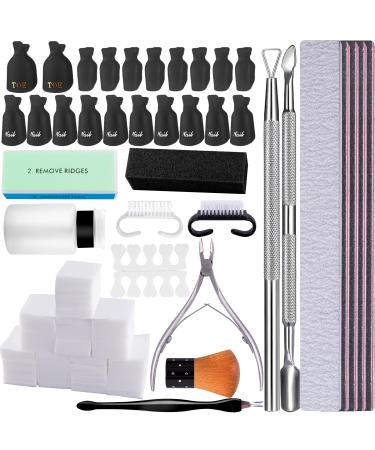 SIQUK Gel Nail Polish Remover Tools Kit 750 Pcs Wipe Cotton Pads 20 Pcs Nail Clips Nail File Nail Cuticle Pusher Dispenser Bottle Toe Sperator Dead Skin Fork Scissors Gel Removal Kit for Nails, Black