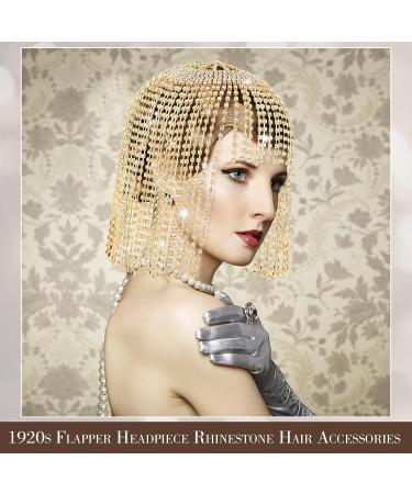 1920s Rhinestone Headpiece: Gold Flapper Cap for Women - Perfect for Belly Dance, Bridal, Party - Buy Online on GoSupps.com