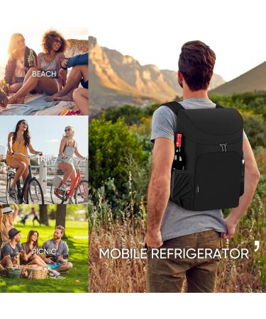 Insulated Leak Proof AUSQI Backpack Cooler - 45 Cans, Waterproof Thermal Bag - Portable & Lightweight, Ideal for Travel, Camping, Beach - Black - Buy Online on GoSupps.com