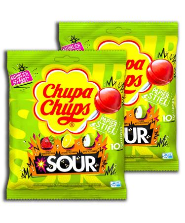 TopDeal Chupa Chups Sour 2 Packs of 10 (2 Packs of 120g)