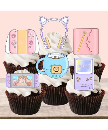Gaming Cupcake Toppers Edible Gamer Girl Cake Decorations #2 Edible Video Game Party Decorations Pink Gaming Controller Cake Toppers Cute Game Console Cupcake Toppers Purple Switch (Precut 24) 24 Precut - Buy Online on GoSupps.com