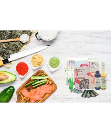 Sushi Kit Sushi Making Kit for DIY Sushi at Home contains Sushi Rice Rice Vinegar Soya Sauce Rolling Mat Wasabi Pickled Ginger Nori and Chopsticks - Complete Set - Buy Online on GoSupps.com