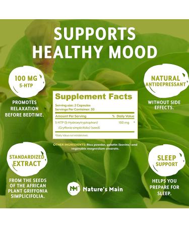 5-HTP 100mg Serotonin Supplements for Relaxation | 60 Happy Pills for Mood Support - Buy Online on GoSupps.com