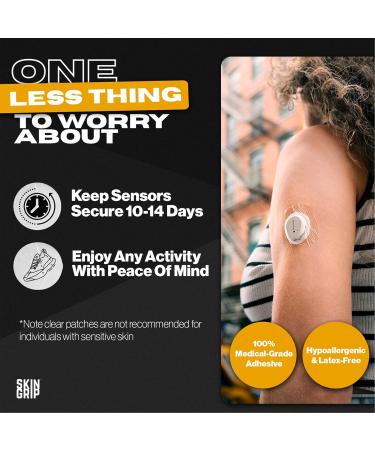 Skin Grip Adhesive Patches for Dexcom G7 & Stelo CGM | Waterproof Sweatproof Secure 10-15 Days | 20 Pack Clear - Buy Online on GoSupps.com