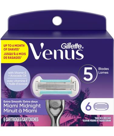 Gillette Venus Miami Midnight Extra Smooth Women's Razor Blade Refills 6 Refills - Buy Online on GoSupps.com