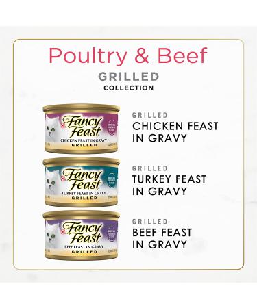 Purina Fancy Feast Gravy Wet Cat Food Variety Pack - Poultry & Beef Grilled Collection - 30 Pack - Buy Online on GoSupps.com