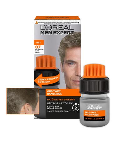 L'Or al Men Expert Hair color for men 100% gray hair cover and 6 weeks stop suitable for all hair types one -twist hair tint No. 7 natural blond 1 piece no. 7 - natural blond 56.3 ml (1 Pack)