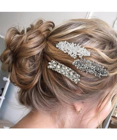 maxtachi Handmade Flower Rhinestone Hair Pins Wedding Hair Clip for Women Bride Wedding Hair Accessories for Women Bridal Wedding Party Gift - Buy Online on GoSupps.com