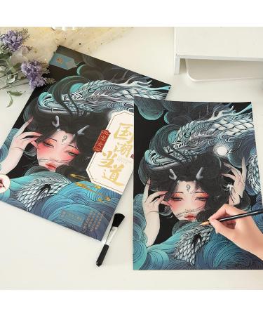 PATUIEND Scratch Rainbow Painting Art Paper Set | Creative Gift for Kids & Adults | DIY Scratchboard with 4 Tools | Asian Girl Design | 11.7''x8.3 - Buy Online on GoSupps.com