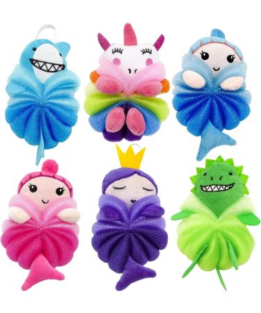 Colorful Cartoon Unicorn Loofah Pouf | Kids & Adults Bath Sponge Scrubber - Buy Online on GoSupps.com