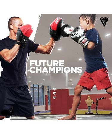 RDX Kids Boxing Gloves | 6oz & 4oz Junior Training Mitts | Maya Hide Leather | Ventilated Palm | for Muay Thai, MMA, Kickboxing | Punching Bag & Focus Pads | Black - Buy Online on GoSupps.com