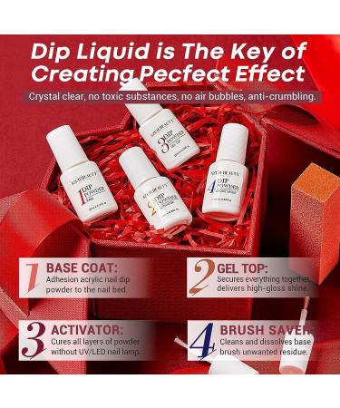AZUREBEAUTY Dip Powder Nail Kit Starter Set - 20 Colors Sunset Glitter Red Nude Brown Collection for French Nail Art - Includes Base/Top Coat - Perfect DIY Salon Gift for Women - Buy Online on GoSupps.com