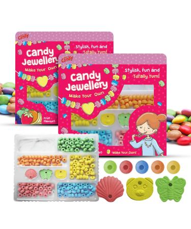 SOL 2pk Candy Jewellery Making Kit for Girls | 80g Candy Jewellery Create Your Own Candy Necklace & Candy Bracelet Making Kits for Girls | Candy Necklace Sweets | Candy Bracelets Sweets + SOL Sticker