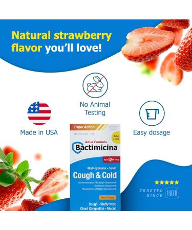 Bactimicina Cough & Cold Liquid - Expectorant and Decongestant - Ages 18 and Up - 4 Fl OZ - Buy Online on GoSupps.com