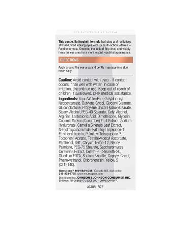Neutrogena Peptide Multi Action Eye Cream 0.5 oz | Anti-Aging & Hydration - Buy Online on GoSupps.com