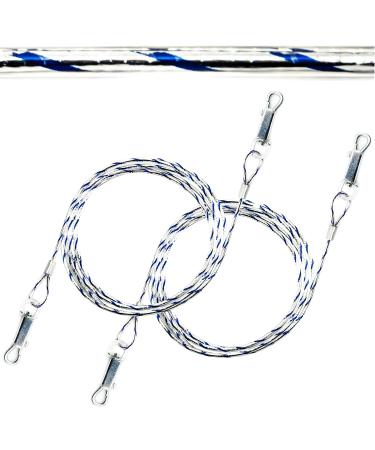 2 X 1.5m(5ft) Dog Chains for Outside Tie Out Cable for Dogs REFLECTIVE Steel Spiral Heavy Duty Ground Spike Stake (40cm) Dog Tether Dog Camping Accessories Dog Stake (Cable Only 2 X 1.5m (Blue))