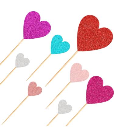 35 pcs Glitter Red Heart Cake Toppers Picks for Sweet Love Theme Wedding Engagement Valentine's Day Bridal Shower Mother's Day Party Cake Decors(Multi Color) - Buy Online on GoSupps.com