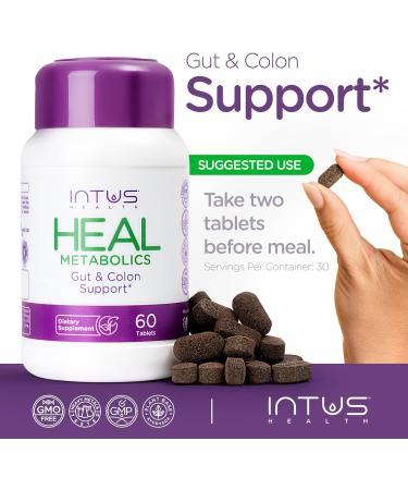 Intus Heal Colon Cleanse and Gut Health Supplement for Men and Women - Ayurvedic Detox Cleanse for Digestive Health - Gut & Body Detox for Women - 60 Tablets - Buy Online on GoSupps.com