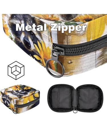 MUOOUM Menstrual Pad Bag - Zippered Women's Binding Bag for Tampons | Sunflower Cat & Wooden Board Design | 4.7x6.6x6.6 in / 12x17x17 cm | Ideal Collecting Bag for Women & Girls - Buy Online on GoSupps.com