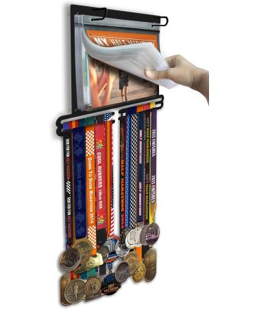 Race Medal Display Running Medal Hanger Display Marathon Medal Display Case Holds 40 Medals 100 Runner Bib Elegant Medal Holder for Wall Display Gifts for Runners Men Comes with 20 PVC Flip Pouches - Buy Online on GoSupps.com