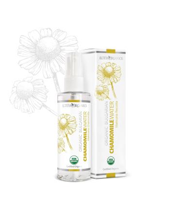 Alteya Organics Chamomile Water USDA Certified Organic Facial Toner, 3.4 Fl Oz/100mL Pure Bulgarian Anthemis Nobilis (Chamomile) Flower Water, Award-Winning Moisturizer BPA-Free Spray Bottle