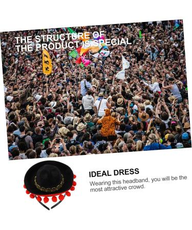 MUSISALY Carnival Headdress Hair Bands Mexico Headwear Headbands for Men Ball Fringe Sombrero Hats Cinco De Mayo Party Hats Mexican Party Hats Hair Hoop Men Hair Band Man Straw Hat Hairball 15 7cm Black - Buy Online on GoSupps.com
