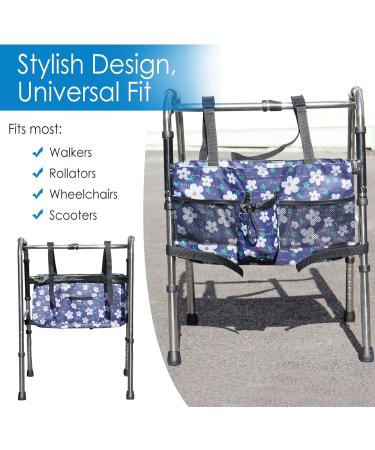 Walker Bag - Water Resistant Pouch Basket with 5 Pockets for Rollator and Folding Walker Wheelchairs Bariatric Walkers Blue - Buy Online on GoSupps.com