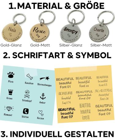 Paws & Peewee Personalized Engraved Dog & Cat Collar Badges - Custom Name Symbol & Phone Number - 23mm Gold Matte - Buy Online on GoSupps.com