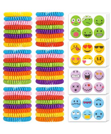 48Pack Mosquito Bracelets Bulk with 72 Pack Smile Mosquito Patches for Kids Adults Waterproof Adjustbale Mosquito Bracelets for Outdoor and Indoor DEET Free Citronella Mosquito Wristband