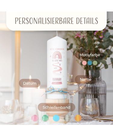 Personalized Amari Communion Candle | 25cm H x 8cm | Custom Design for Boys & Girls | Perfect for Celebrations - Buy Online on GoSupps.com