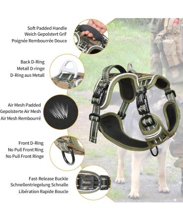 Shop Heele Adjustable Reflective Dog Harness for Large Dogs - Anti-Pull Padded Handle Camouflage Green - XL (53-97cm) - Buy Online on GoSupps.com