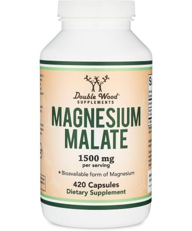 High Potency Magnesium Malate Capsules (420 Count) - 1500mg Per Serving - Vegan, Gluten Free - USA Made - Third Party Tested - Buy Online on GoSupps.com