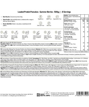 Protein Works Loaded Pancake Mix - Summer Berries 500g | High Protein Breakfast & Snack | 8 Servings | Low Sugar | Premium Mix - Buy Online on GoSupps.com