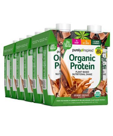 Protein Shakes Ready to Drink | Purely Inspired Organic Protein Shake | 20g of Plant Based Protein | Organic Protein Drink | Decadent Chocolate, 11 fl. oz (Pack of 12) Chocolate 11 Fl Oz (Pack of 12)