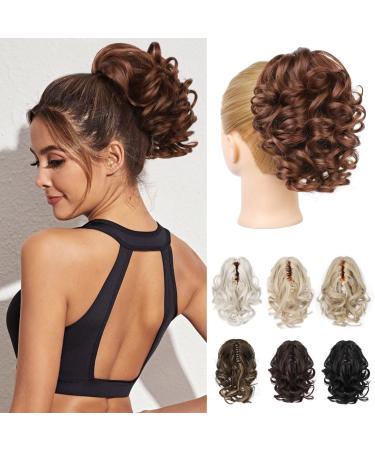 Reecho ponytail hair extension 23 cm short curly wavy hair clip hair part horse cocks hair extensions hair parts for women ponytail extension copper -colored